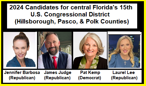 Candidates: Jen Barbosa, James Judge, Pat Kemp, Laurel Lee